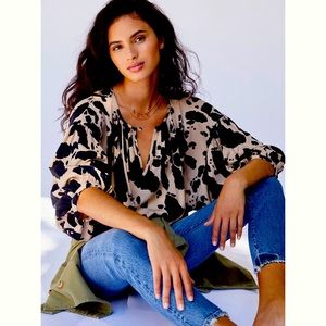 Corey Lynn Calter Black and Tan Blouse